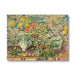 A square canvas print of a vibrant still life painting featuring flowers in vases on a table, displayed against a clean white background with a subtle drop shadow.
