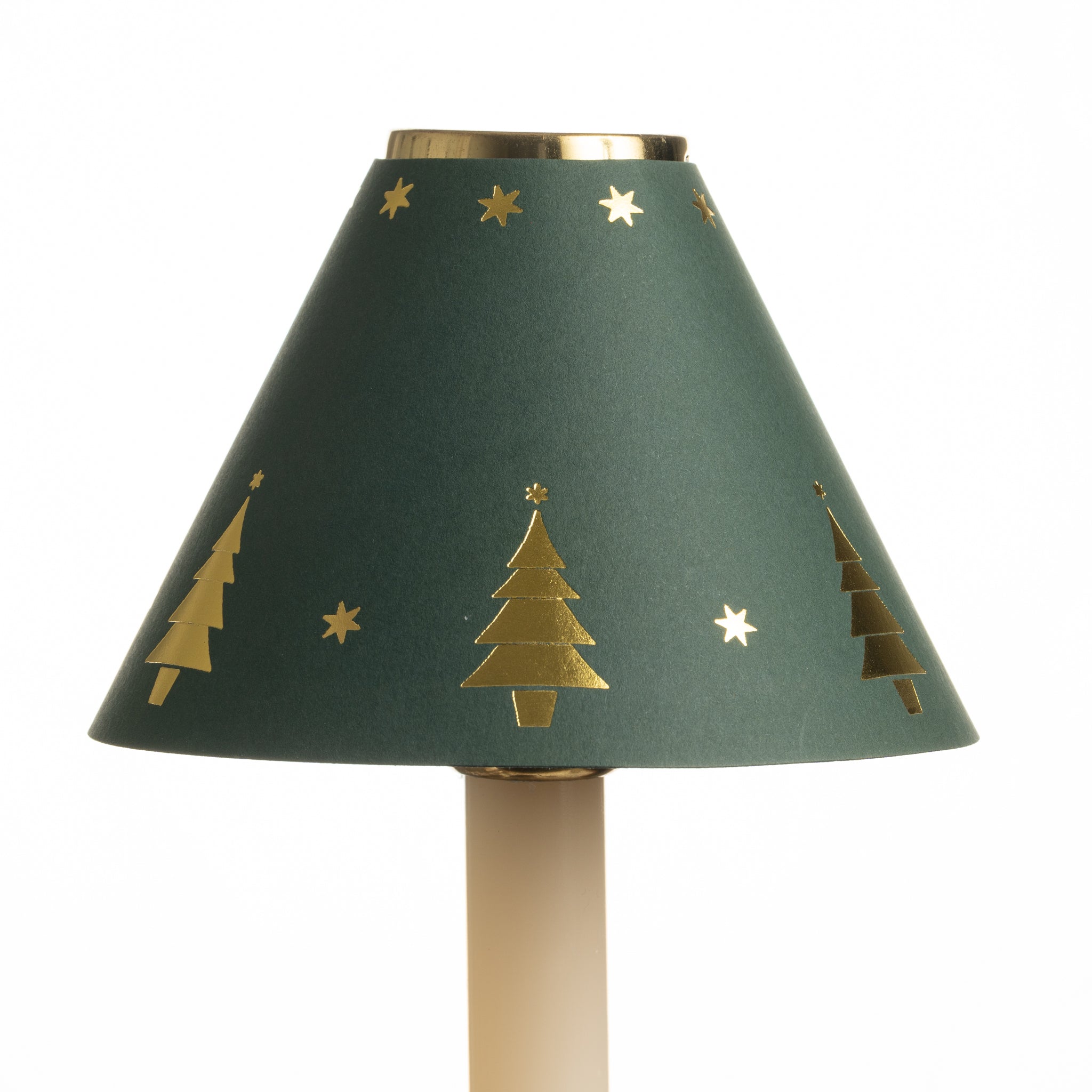 Decorative Candle Shade-Printed Card-Gold Christmas Tree Green | Nicholas Engert