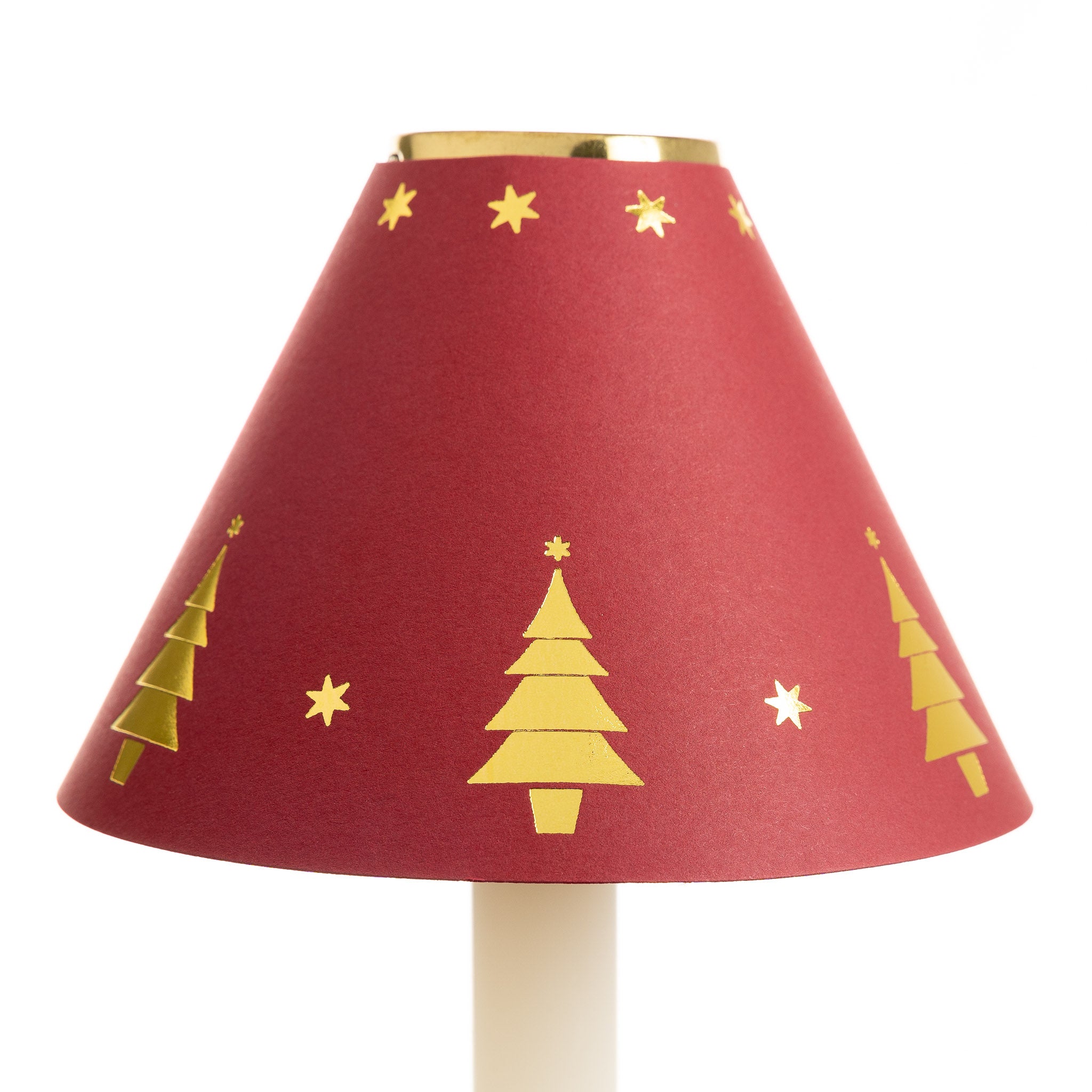 Card Candle Shade - Gold Christmas Tree - Red | Nicholas Engert Interiors