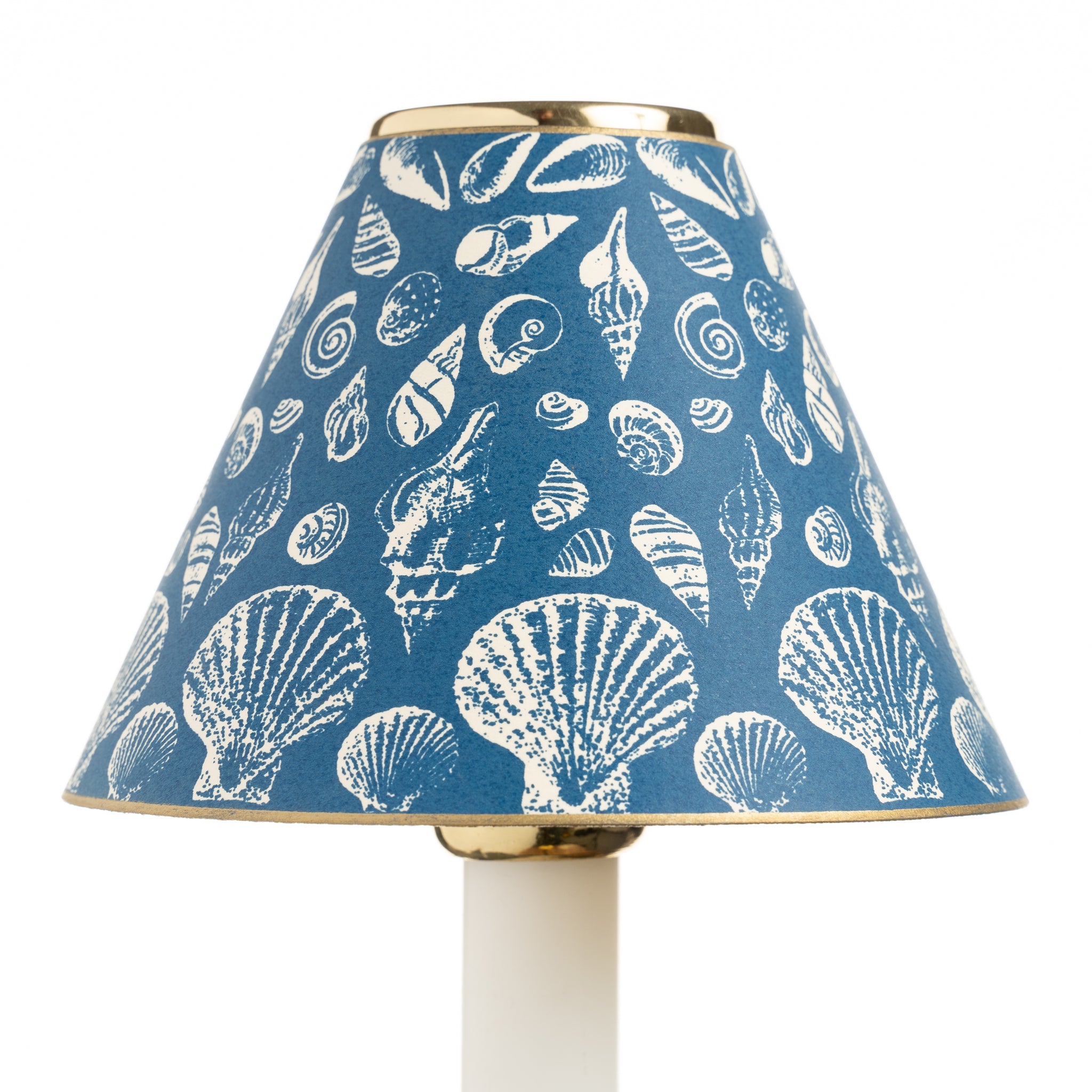 Candle Shade - Cream Shells on Royal Blue | Nicholas Engert Interiors