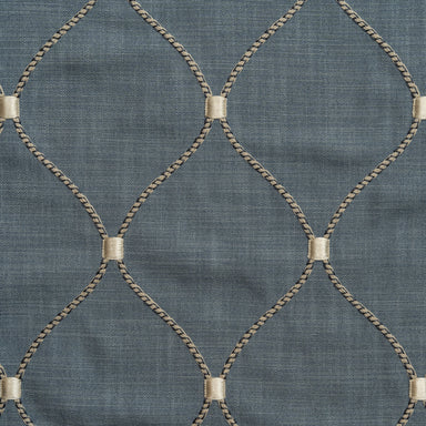 Embroidered Fabric - Jalap Ogee - Chambray | Nicholas Engert Interiors