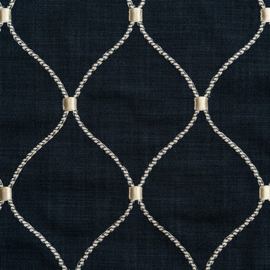 Embroidered Fabric - Jalap Ogee - Indigo | Nicholas Engert Interiors