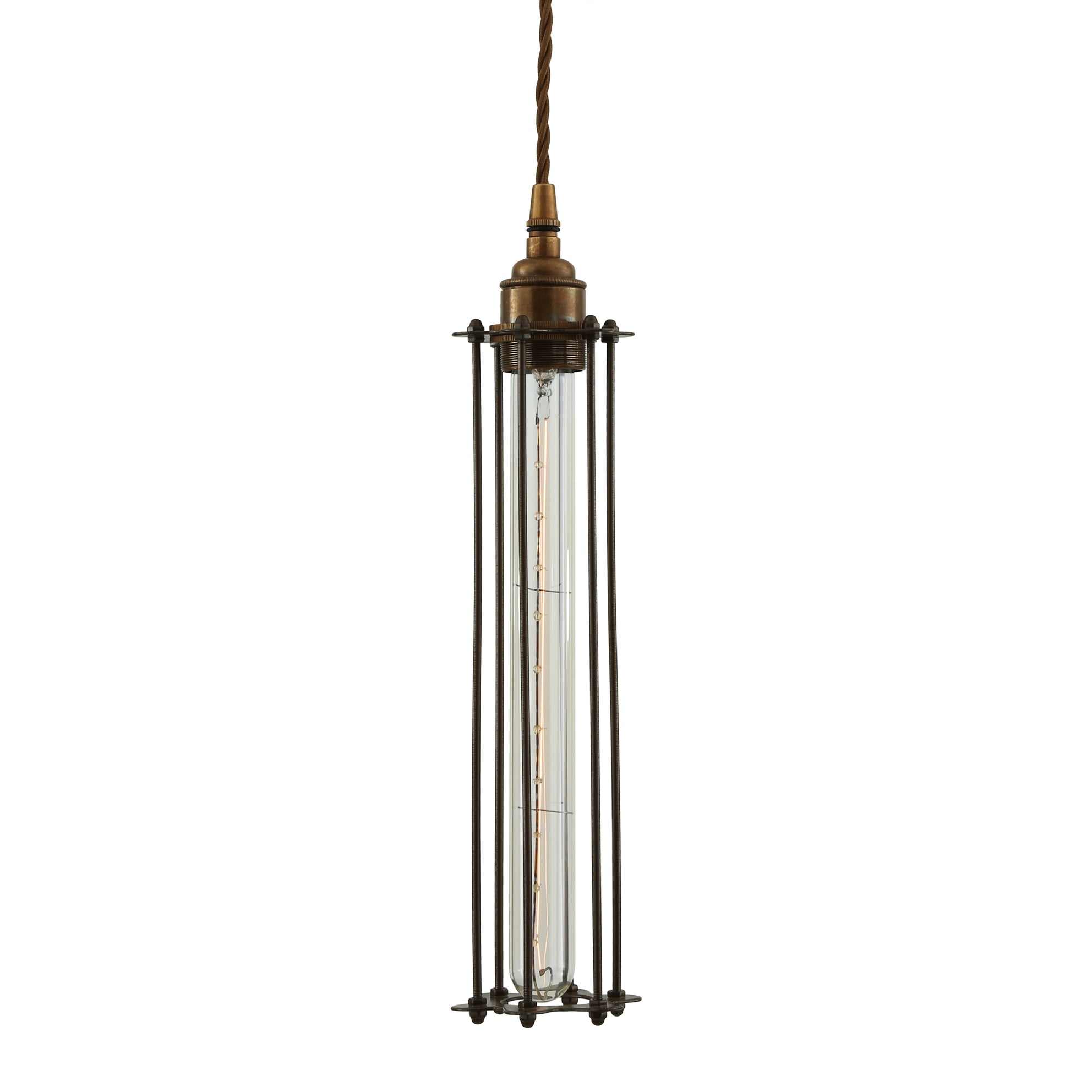 Beirut Pendant in Antique Brass with Bronze Cage