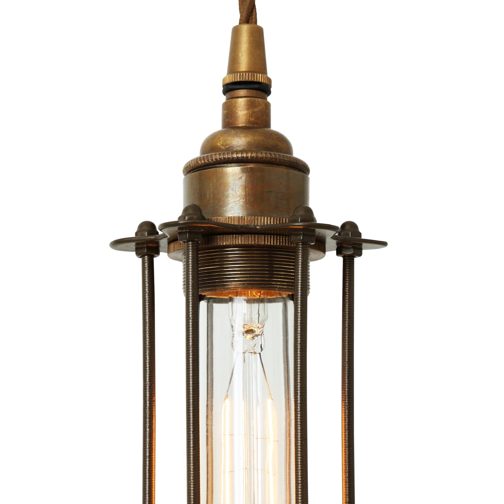 Beirut Pendant in Antique Brass with Bronze Cage-Detail
