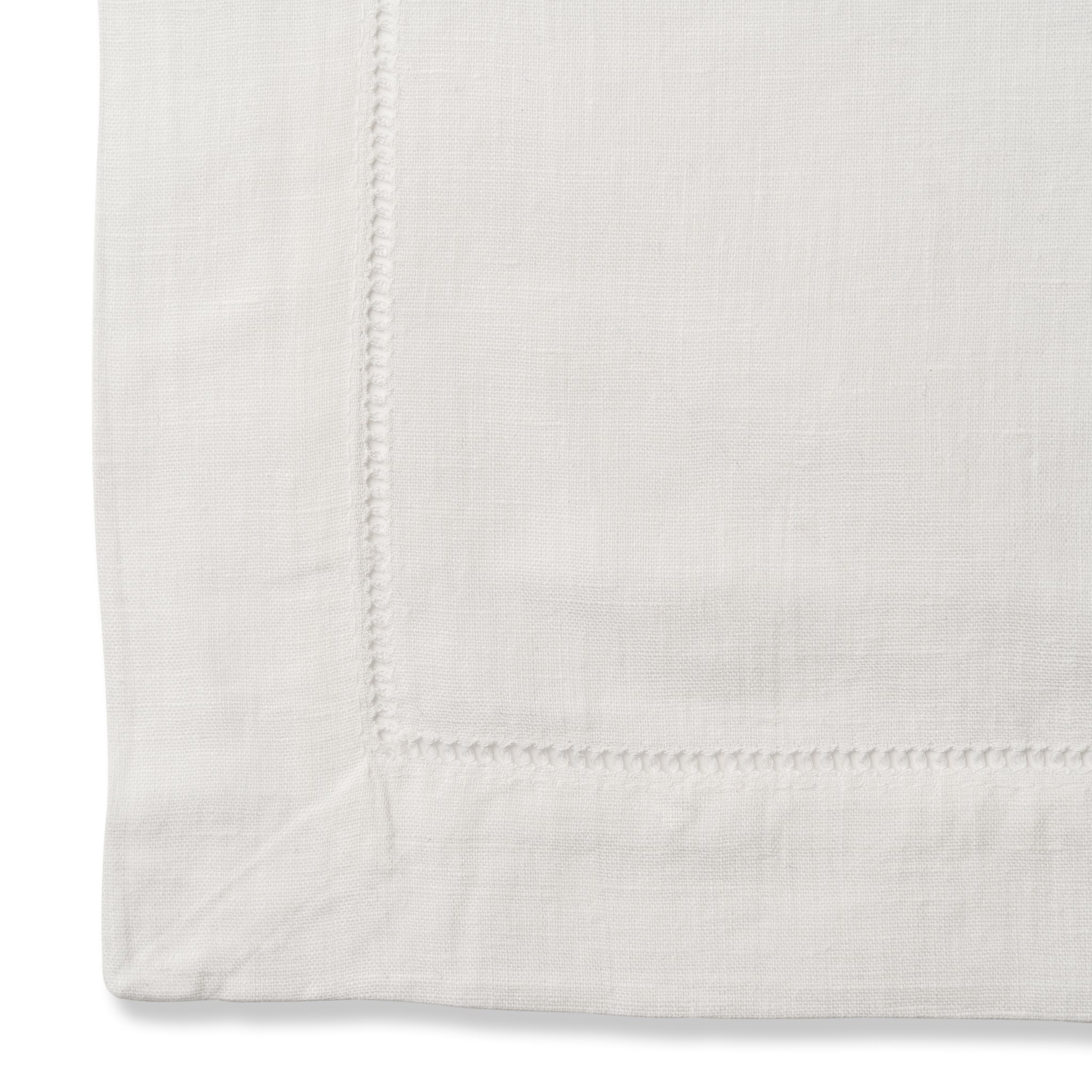 White Linen Table Napkins - Edge Detail | Nicholas 