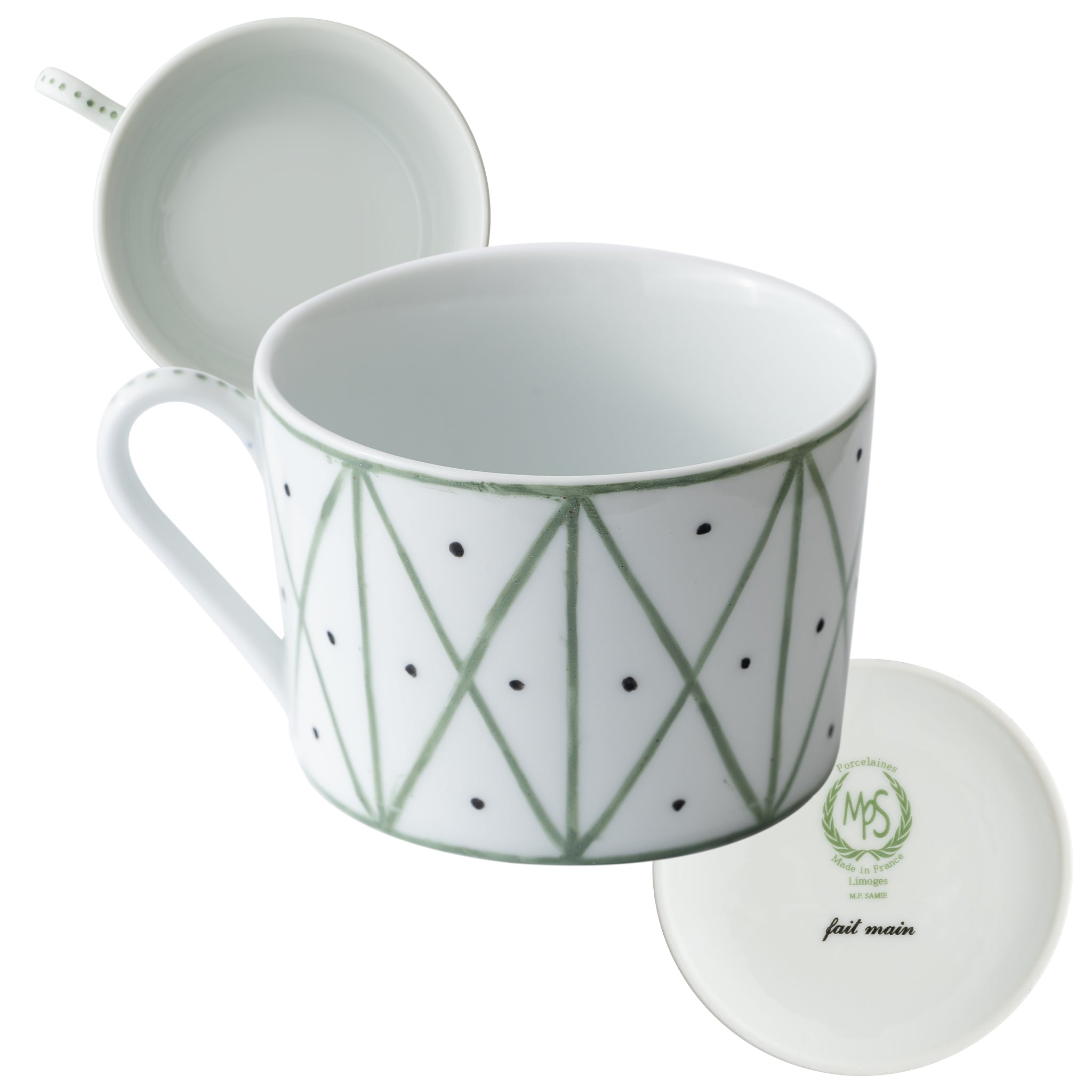 Renaissance Breakfast Cup & Saucer - Colour Vert Amande - Nicholas Engert Interiors