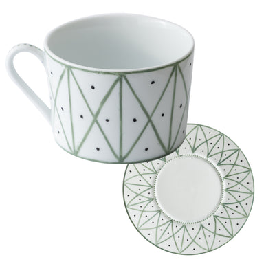 Renaissance Breakfast Cup & Saucer - Colour Vert Amande - Nicholas Engert Interiors