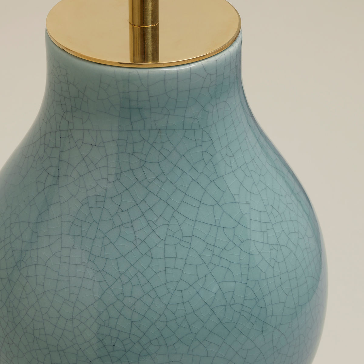 Detail of Gourd Shaped Vase Table Lamp in Crackled Duck Egg Blue