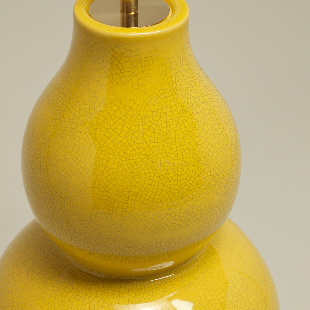 Detail of Gourd Shaped Vase Table Lamp in Crackled Mustard Yellow