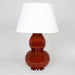 Gourd Shaped Vase Table Lamp in Sang de Boeuf Red with Linen Laminated Lampshade