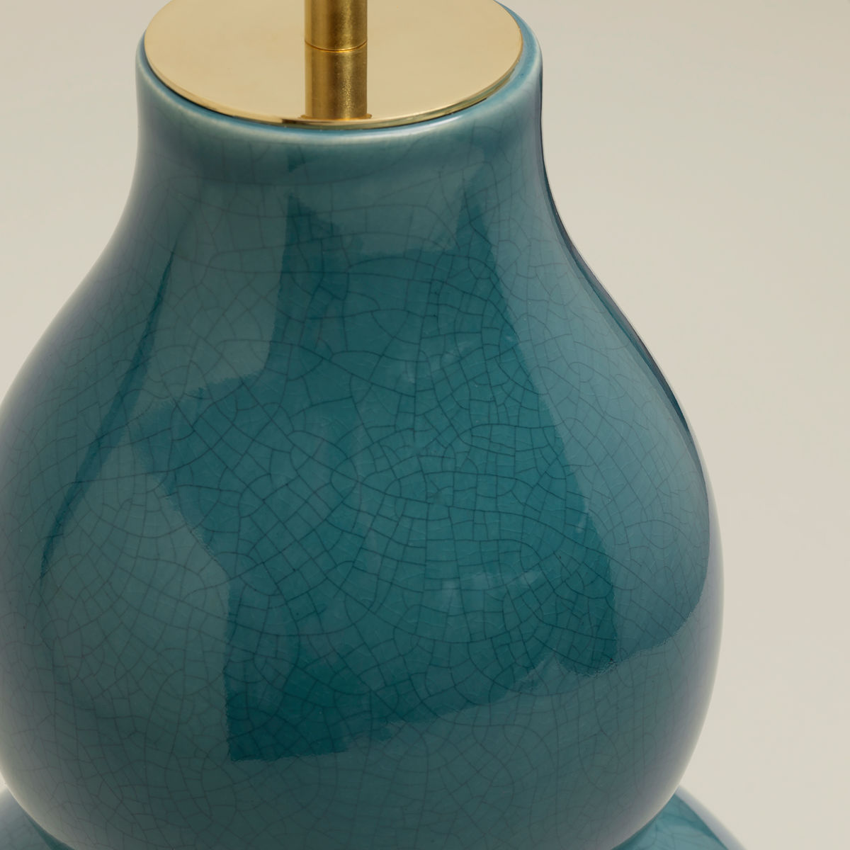 Detail of Gourd Shaped Vase Table Lamp in Crackled Teal Green