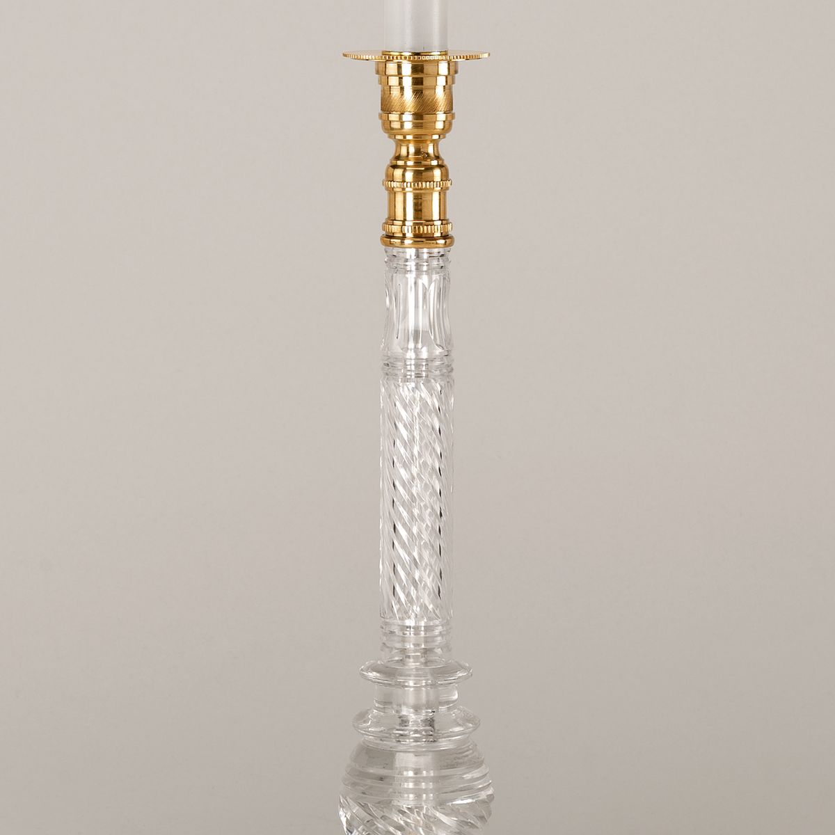 Detail of Brass and Glass Candlestick Table Lamp