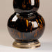 Detail of Gourd Vase Table Lamp - Glazed Ceramic, Crackled Tortoiseshelll Finish with Brass Base