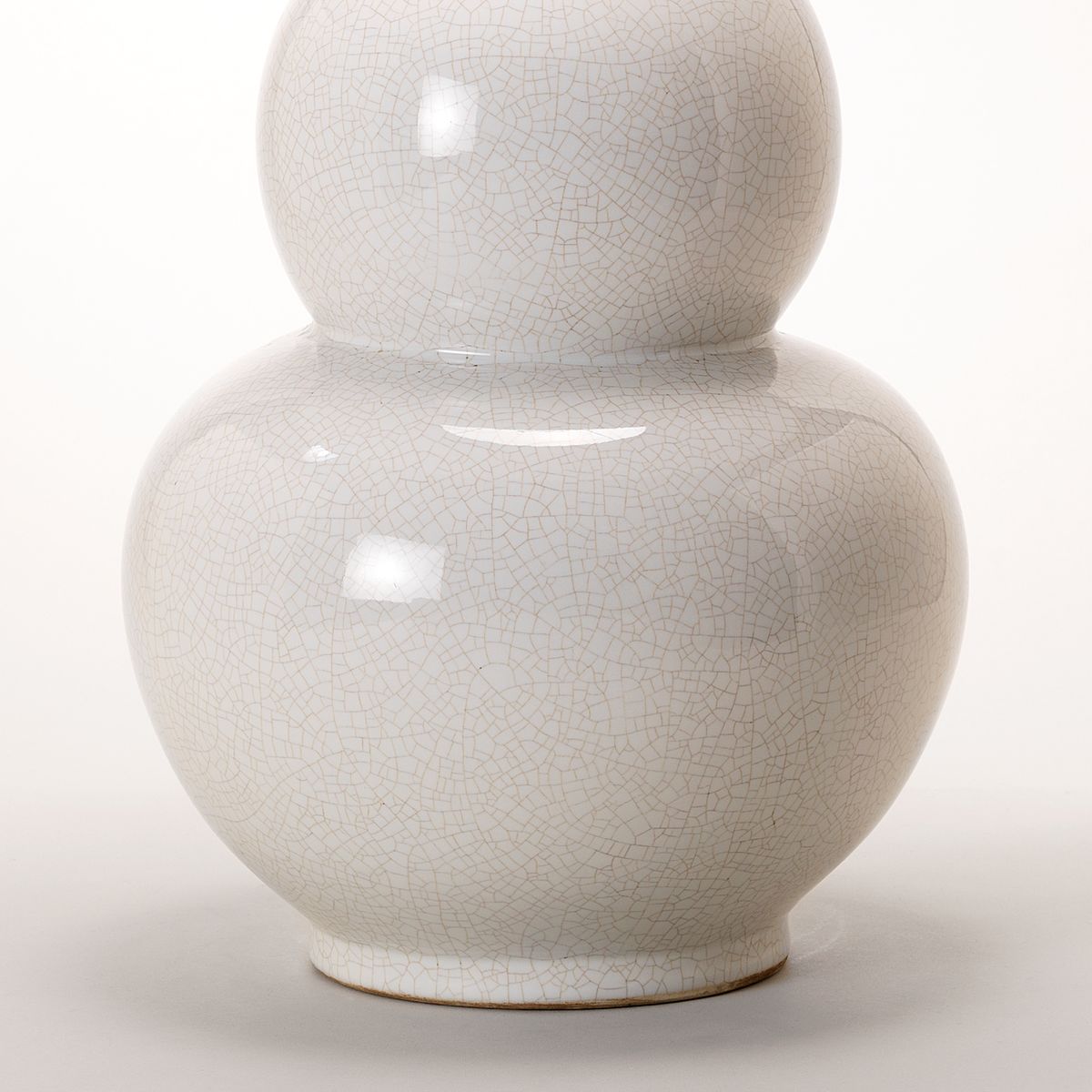 Detail of Gourd Shaped Vase Table Lamp - Glazed Ceramic, Crackled White