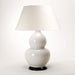 Gourd Shaped Vase Table Lamp - Glazed Ceramic, Crackled White and Black Base with Linen Laminated Lampshade