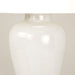 Melon Shaped Vase Table Lamp in Crackled White with Linen Laminated Lampshade