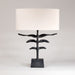 Cast Bronze Sculpted Table Lamp with Laminated Linen Lampshade