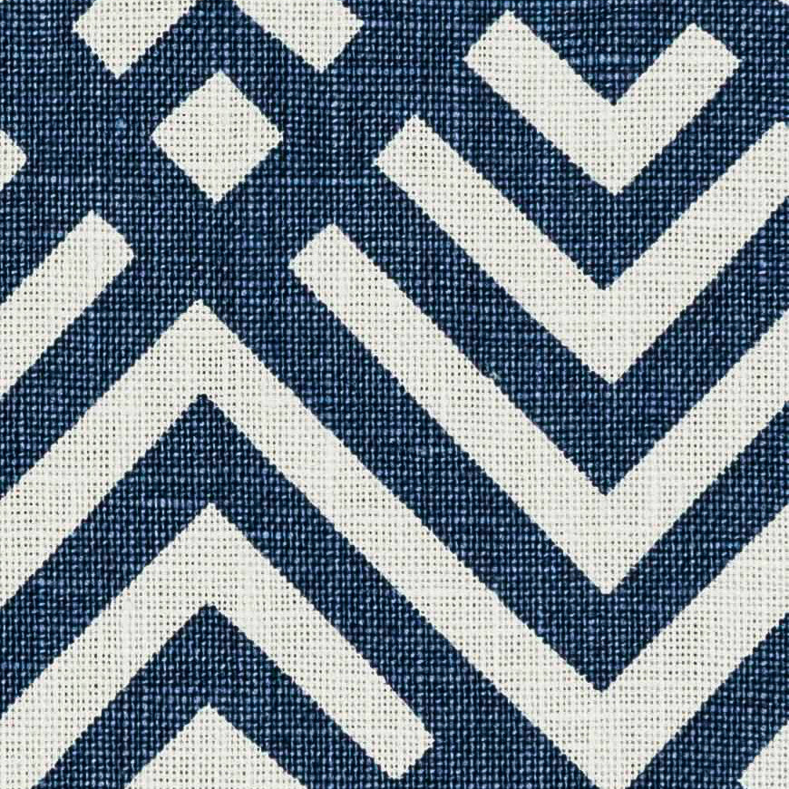 Printed Geometric Fabric - Tanvi - Navy | Nicholas Engert Interiors
