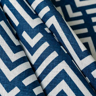 Printed Geometric Fabric - Tanvi - Navy | Nicholas Engert Interiors